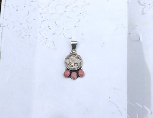 Pink Conch & Buffalo Nickel Pendant